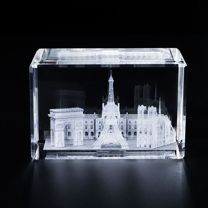 3D Laser Engraved Crystal Block Warship Aircraft Carrier Military Souvenir Trophy Gift