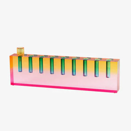 Wholesale Color Gradient Acrylic Menorah, Custom Modern 9 Candle Chanukah Menorah for Jewish Festival Gift & Synagogue Decoration