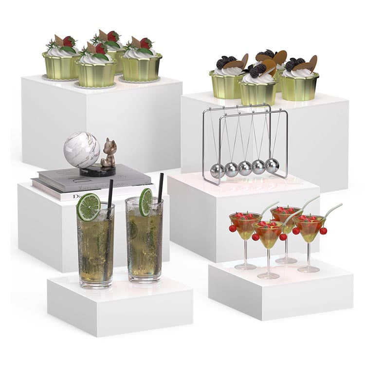 Custom Clear Acrylic Step Display Risers, Square Tiered Buffet Food Stand for Party, Bakery, Retail Product Display
