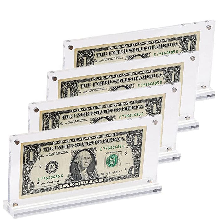 Custom Clear Acrylic Sign Holder with Gold Standoff Screws, Business License Certificate coins Display Frame