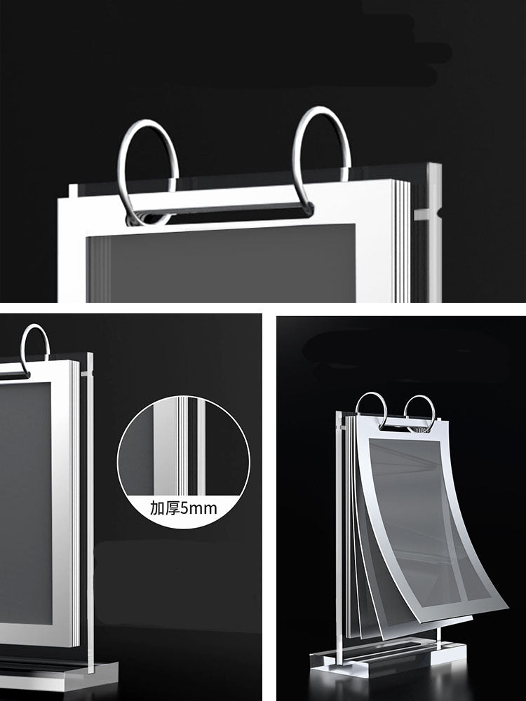 Vertical Acrylic Flip Table Tent Stand, T-Style Rotating Menu Display Holder, Multi Pages Tabletop Sign Stand for Restaurant Price List, Brochure