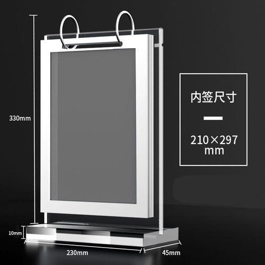 Vertical Acrylic Flip Table Tent Stand, T-Style Rotating Menu Display Holder, Multi Pages Tabletop Sign Stand for Restaurant Price List, Brochure